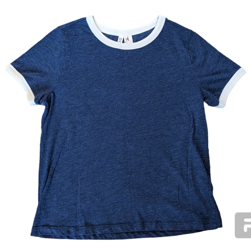 Divided H&M Basic Tee Short Sleeve Top Blue White Crewneck Girls Size Medium